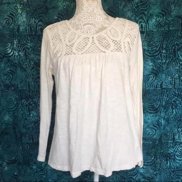 GAP Tops - Gap // Off White Snow Cap Crochet Peasant Blouse S